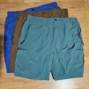 3 Pair of Men's Pudolla Cargo Shorts Blue, Green, Brown Selling All 3 Together